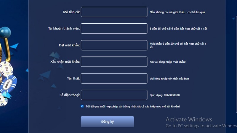 Xác minh thông tin và hoàn tất quá trình tạo tài khoản thành viên